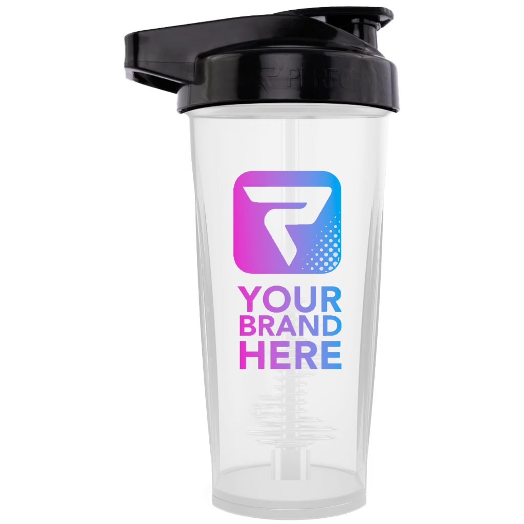 CUSTOM - ACTIV Shaker Cup, 828mL/28oz - NO SETUP FEES - CLEAR/BLACK