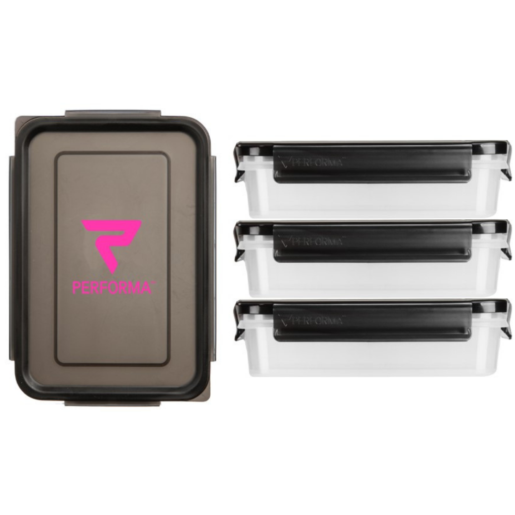 3 Pack Meal Container, Pink on Black